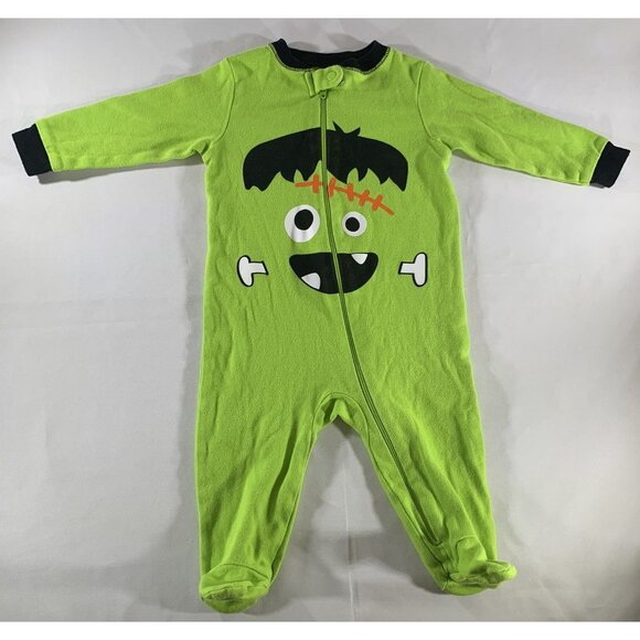 Garanimals Baby 6-9M Frankenstein Sleep Play Bodysuit 2 pc Set Halloween Green - Picture 2 of 16